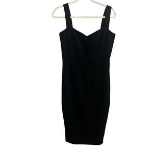 Dress the Population Nicole Black Dress Midi Sweetheart Neck Cocktail Dress
